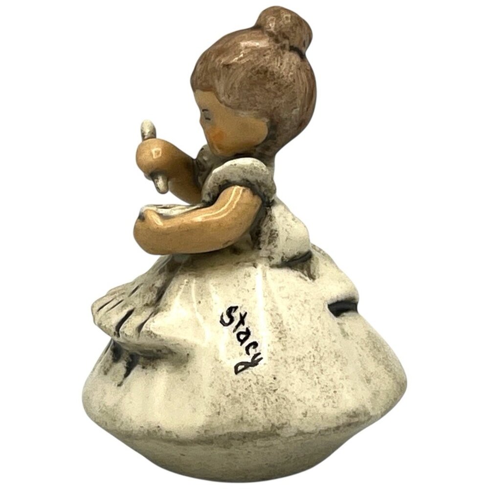 Vtg Porcelain Figurine Young Girl Holding Mixing Bowl and Spoon Stacy on Dress - Picture 4 of 5